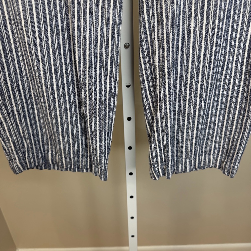 Old Navy blue white striped linen blend pants size medium drawstring wide leg - Picture 7 of 15